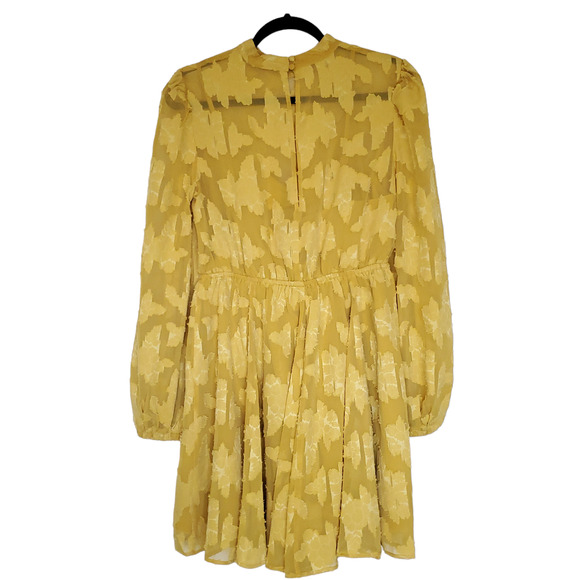 Asos Design High Neck Long Sleeve Mini Dress Mustard Gold Yellow US 8 - Picture 2 of 10